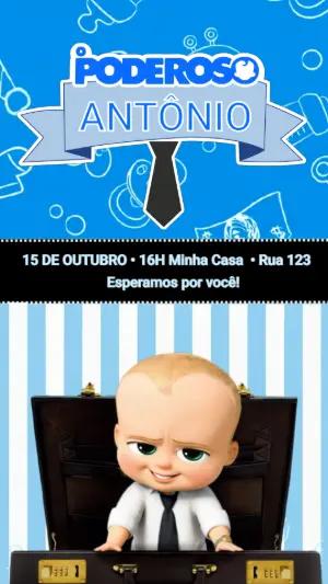 Convite Animado Poderoso Chefinho Falante para Aniversário