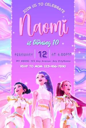 K-Pop Demon Hunter Birthday Invitation | Editable Template