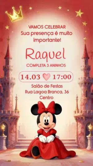 Convite de Aniversário Princesa Ratinha Vermelho Editável