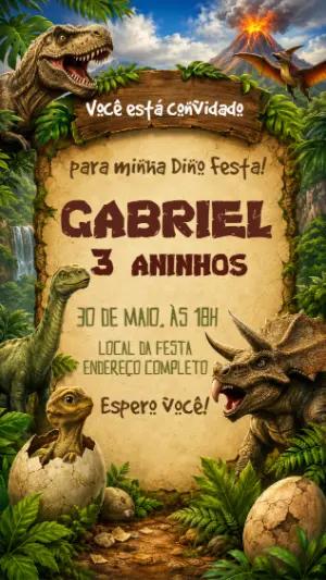 Convite de Aniversário Dinossauros Jurássico para Editar