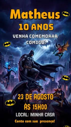 Convite de Aniversário Batman Editável