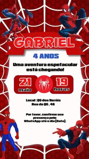 Convite de Aniversário Homem-Aranha Vermelho para Editar
