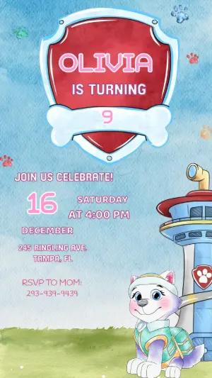 Animated Paw Patrol Birthday Video Invitation Editable Template