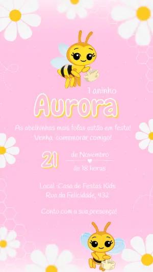 Convite de Aniversário Abelhinha para Editar Online