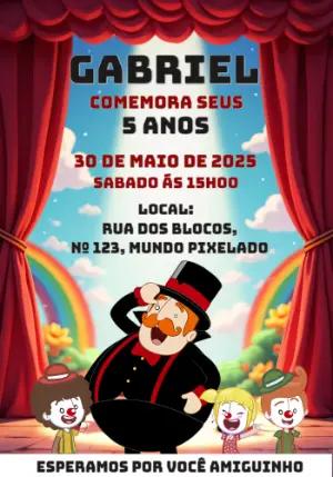 Convite Aniversário Circo Mundo Bita para Editar Online