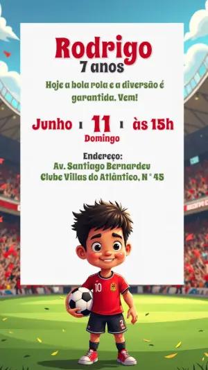 Convite de Aniversário Futebol com Jogador para Editar Online