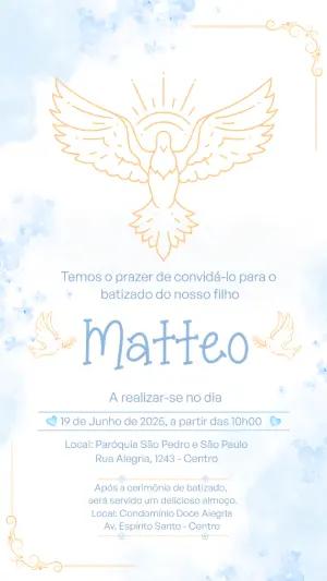 Convite Batizado Menino Espírito Santo para Editar Online