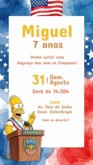 Convite de Aniversário Os Simpsons com Homer para Editar Online