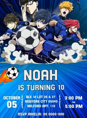 Blue Lock Soccer Birthday Invitation to Edit Online