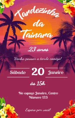 Convite de Aniversário Tardezinha Tropical Editável