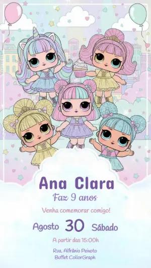Convite de Aniversário L.O.L. Surprise em Tons Pastel para Editar