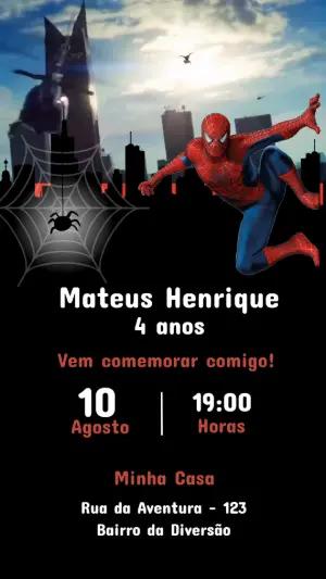 Convite Animado Homem-Aranha para Editar Online