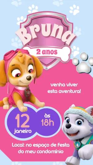 Convite Digital Patrulha Canina Skye e Everest para Editar
