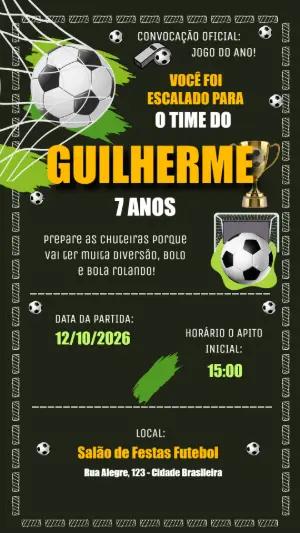 Convite de Aniversário Futebol Esportivo para Editar