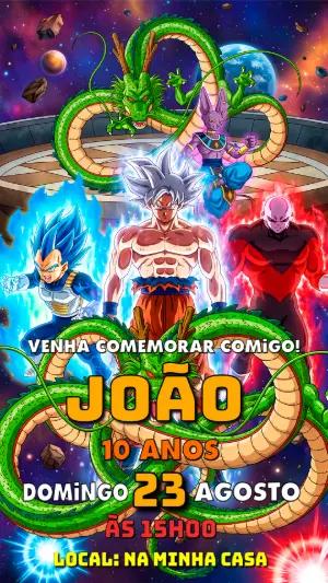 Convite de Aniversário Dragon Ball Super para Editar Online