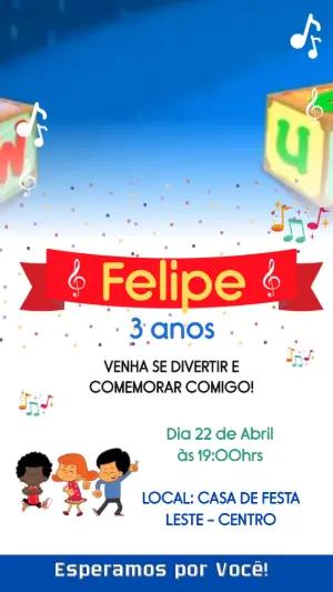 Convite Animado Aniversário 3 Palavrinhas para Editar