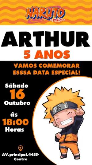 Convite de Aniversário Naruto para Editar