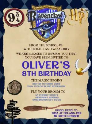 Harry Potter Ravenclaw Birthday Invitation Editable Online