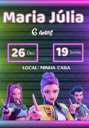 Convite Digital Aniversário Guerreiras da Kpop para editar