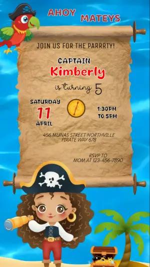 Animated Pirate Birthday Invitation Video to Edit