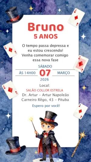 Convite de Aniversário Mágico Aquarela para Editar Online