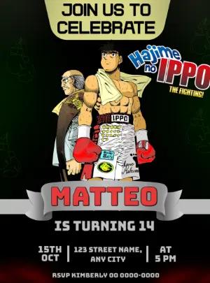 Hajime no Ippo Anime Birthday Invitation | Editable Template