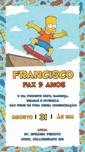 Convite Digital Aniversário Infantil Bart Simpson Editável
