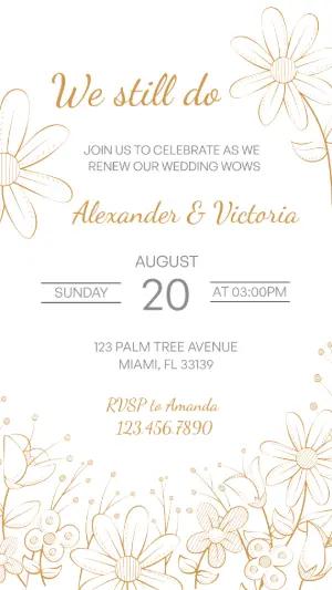 Elegant Floral Vow Renewal Invitation Editable Template