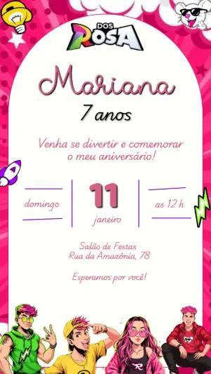 Convite de Aniversário Emily Vick Dos Rosa Editável