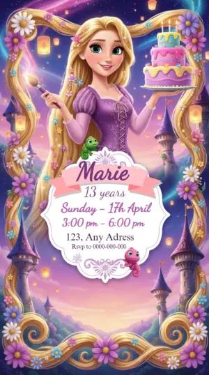 Editable Rapunzel Birthday Invitation Template