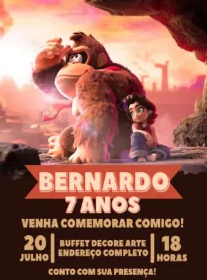 Convite de Aniversário Donkey Kong para Editar Online