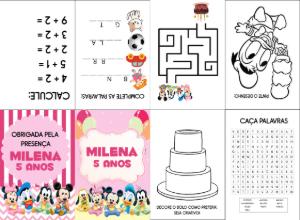 Mini Livro de Atividades Turma do Mickey Baby Rosa para Editar