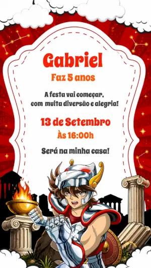 Convite de Aniversário Cavaleiros do Zodíaco para Editar
