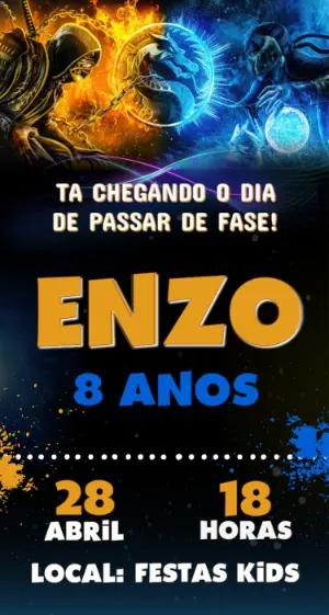 Convite de Aniversário Scorpions e SubZero para Editar