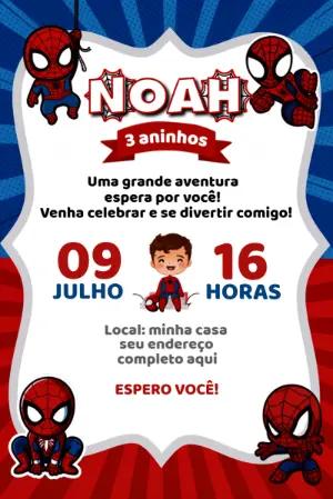 Convite Homem Aranha Baby Editável para Aniversário