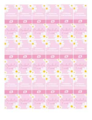 Rótulo Editável para Tic Tac Aniversário Margaridas Rosa