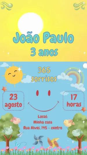 Convite Animado Aniversário 365 Sorrisos para Editar Online