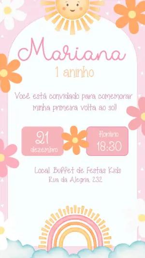 Convite Aniversário Primeira Volta ao Sol para Editar Online