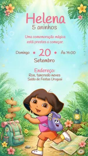 Convite Digital Aniversário Dora Aventureira para Editar
