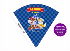 Cone para Guloseimas Festa Sonic Editável para Imprimir