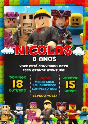Convite de Aniversário Roblox Colorido para Editar Online