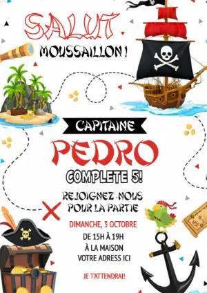 Invitation Anniversaire Pirate pour Enfant Modèle à Modifier