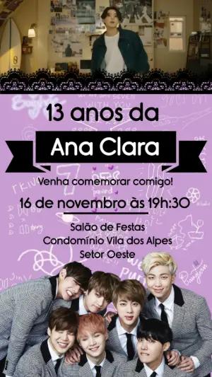 Convite Animado Aniversário BTS para Editar e Enviar Online