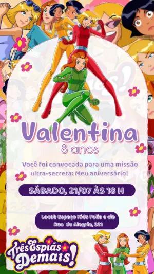 Convite de Aniversário Três Espiãs Demais Editável