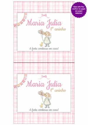 Etiqueta Editável Gansa Fofa para Lembrancinha de Aniversário