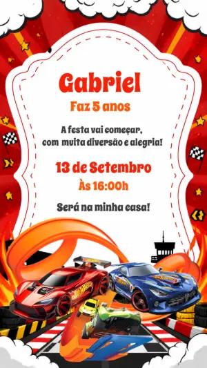 Convite Digital Aniversário Hot Wheels para Editar