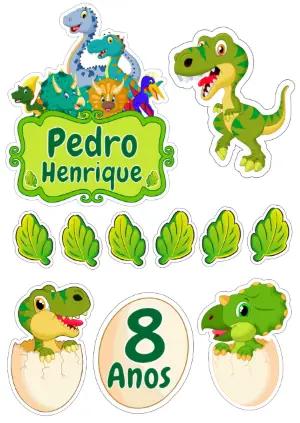 Topo de Bolo Dinossauros para Aniversário para Editar Online