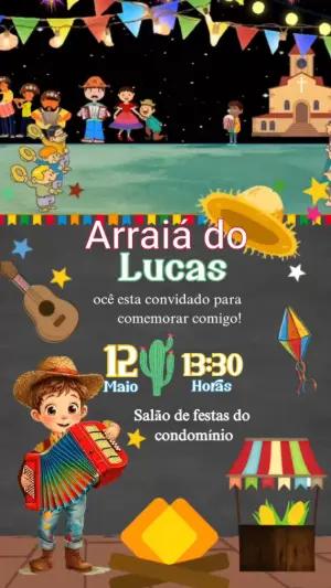Convite Animado Festa Junina Aniversário para Editar Online