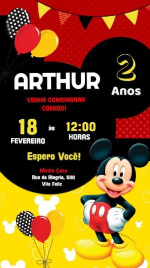 Convite de Aniversário Mickey Mouse: Modelo Digital para Editar