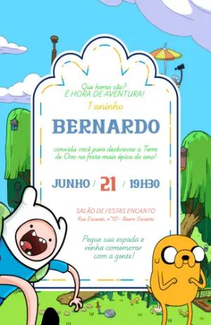 Convite de Aniversário Hora de Aventura Editável Digital